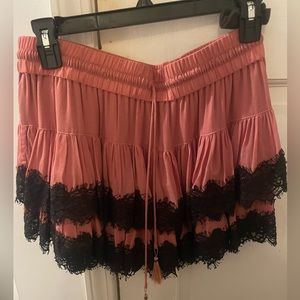 Pink skirt with black lace trim!